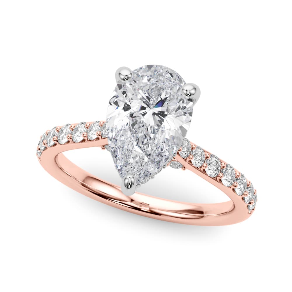 Ps Hidden Halo Engagement, style 85478, Front view in rose gold