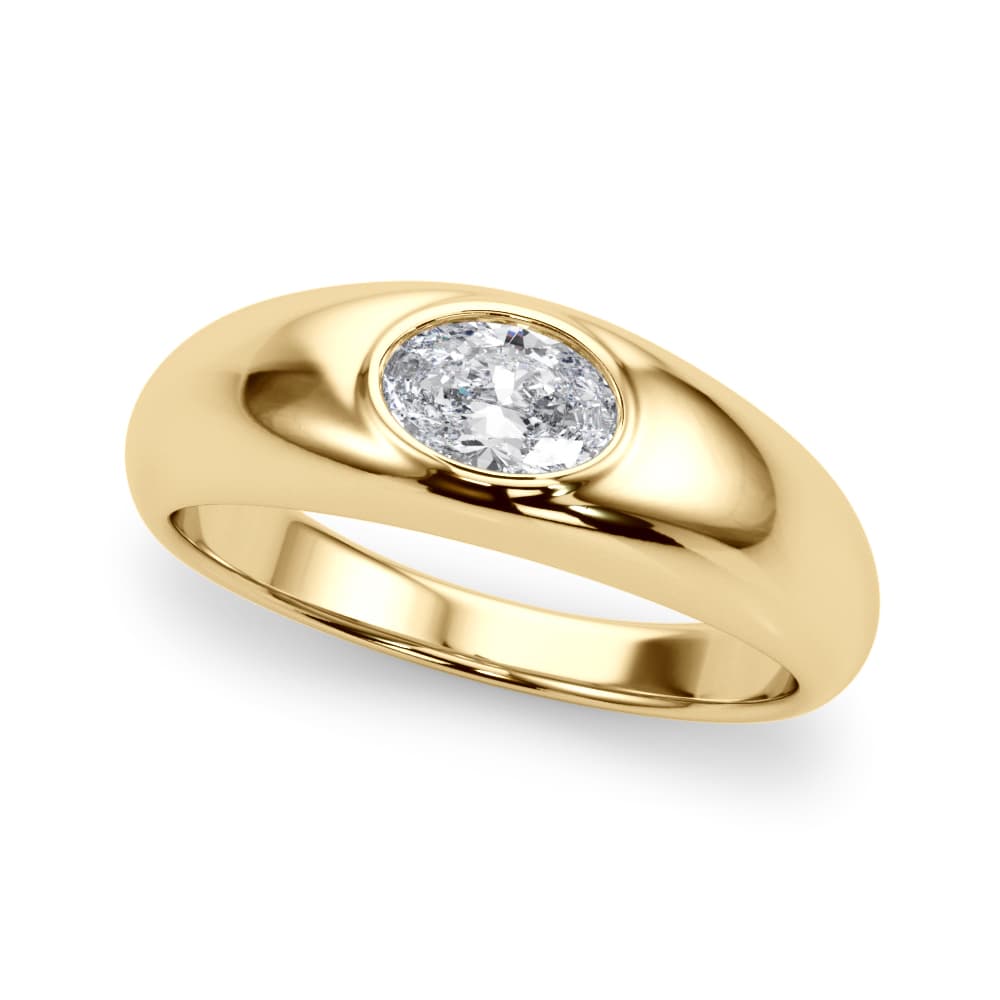 Domed Bezel Set Oval Engagement Ring, style 85480, Front view in yellow gold