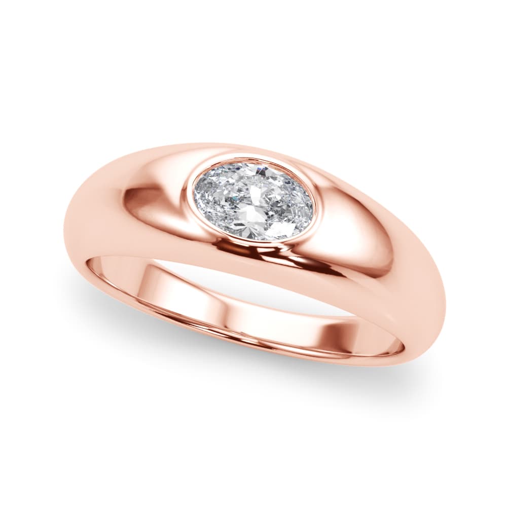 Domed Bezel Set Oval Engagement Ring, style 85480, Front view in rose gold