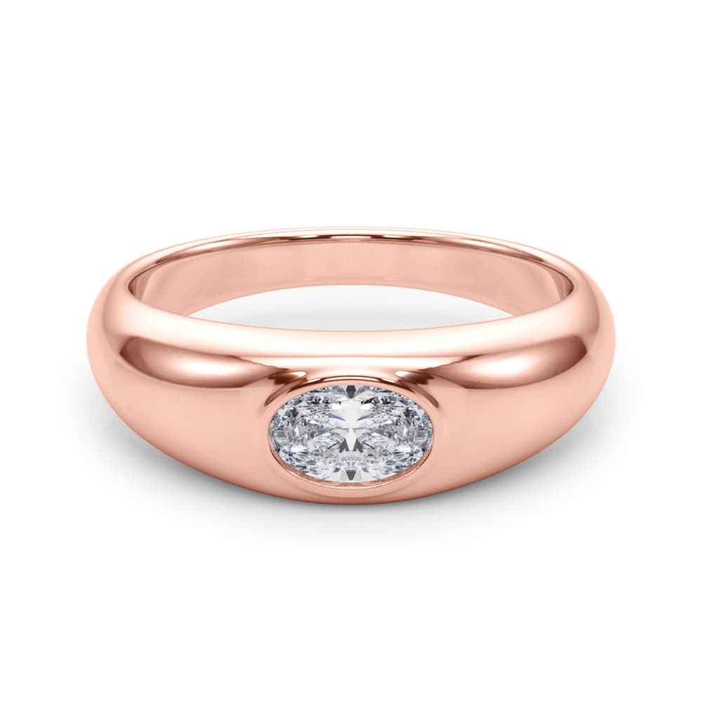 Domed Bezel Set Oval Engagement Ring, style 85480, On hand view in rose gold