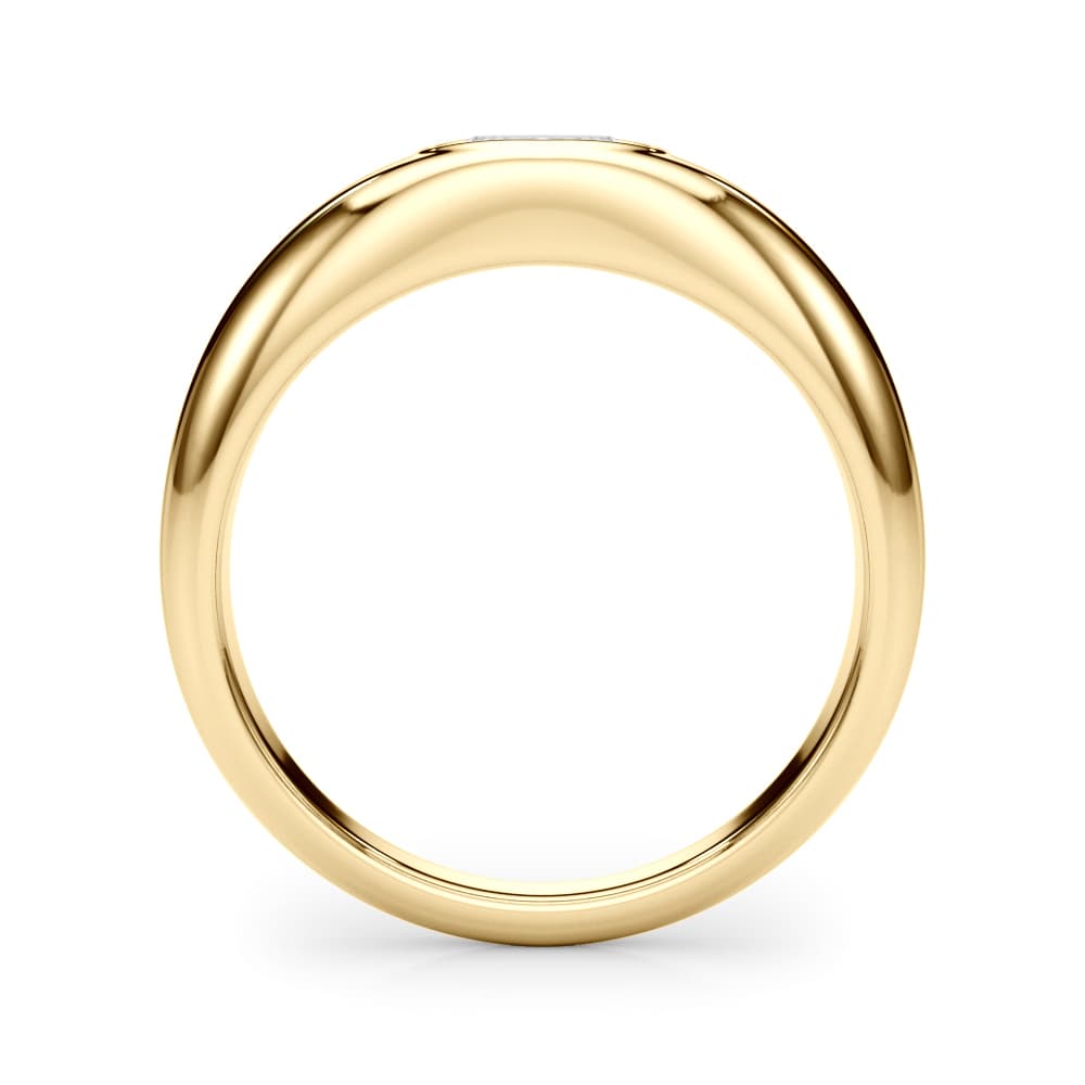 Domed Bezel Set Oval Engagement Ring, style 85480, Side view in yellow gold