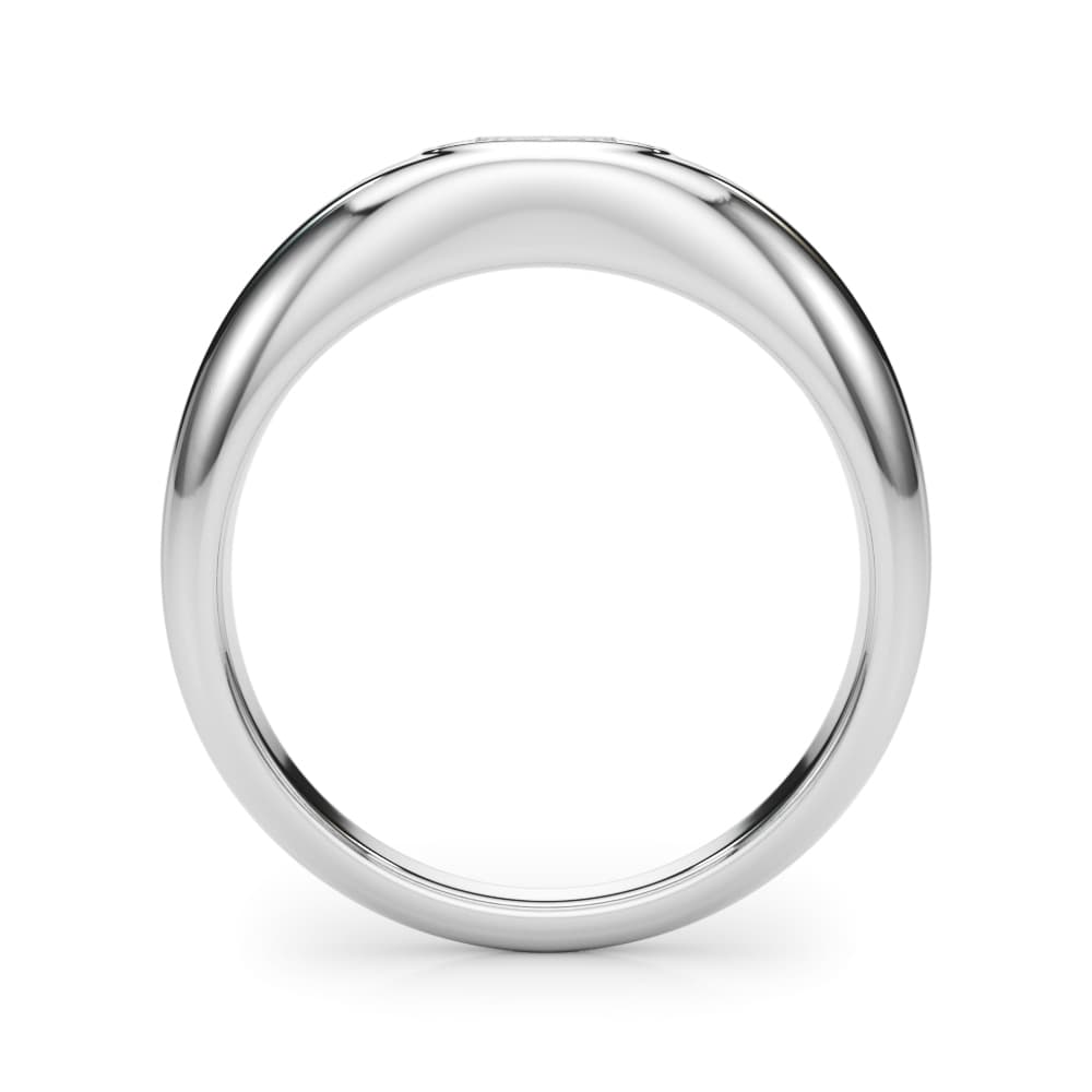 Domed Bezel Set Oval Engagement Ring, style 85480, Side view in white gold or platinum