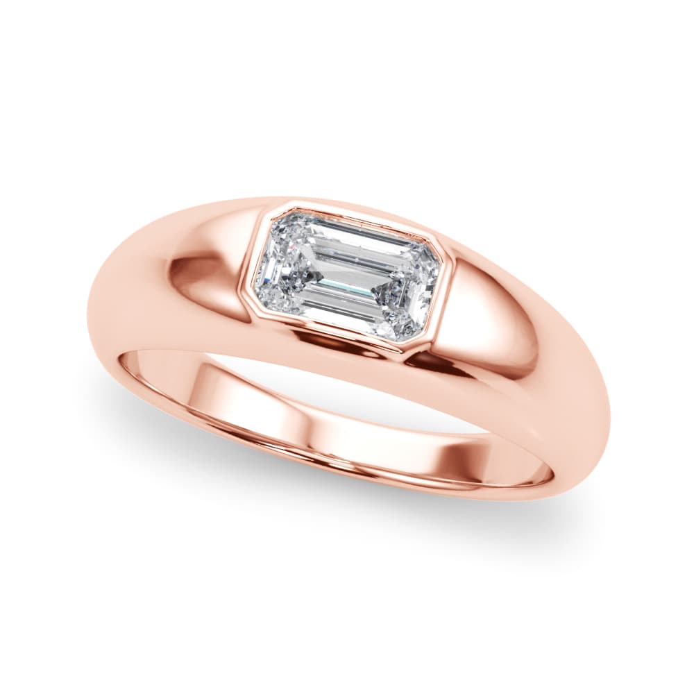Modern Emerald Cut Bezel Set Engagement Ring, style 85481, Front view in rose gold