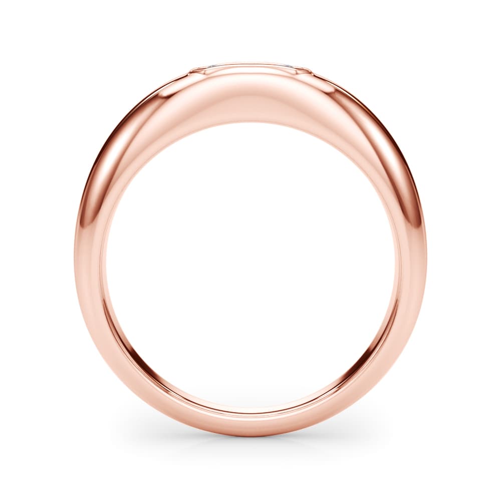 Modern Emerald Cut Bezel Set Engagement Ring, style 85481, Side view in rose gold