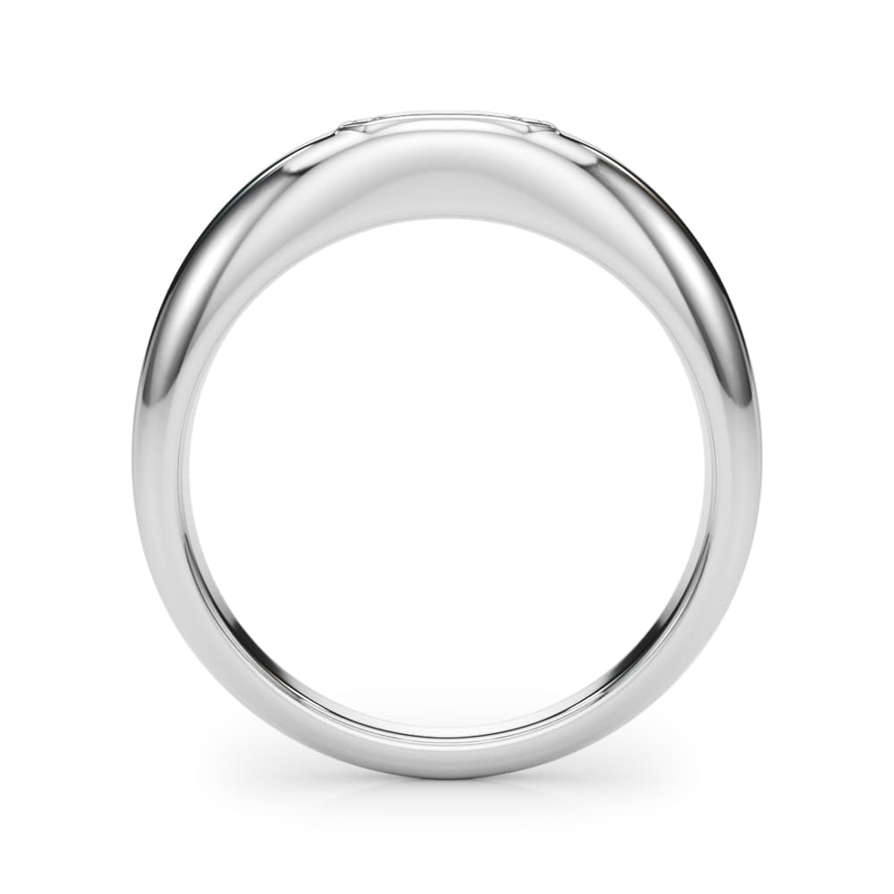 Modern Emerald Cut Bezel Set Engagement Ring, style 85481, Side view in white gold or platinum