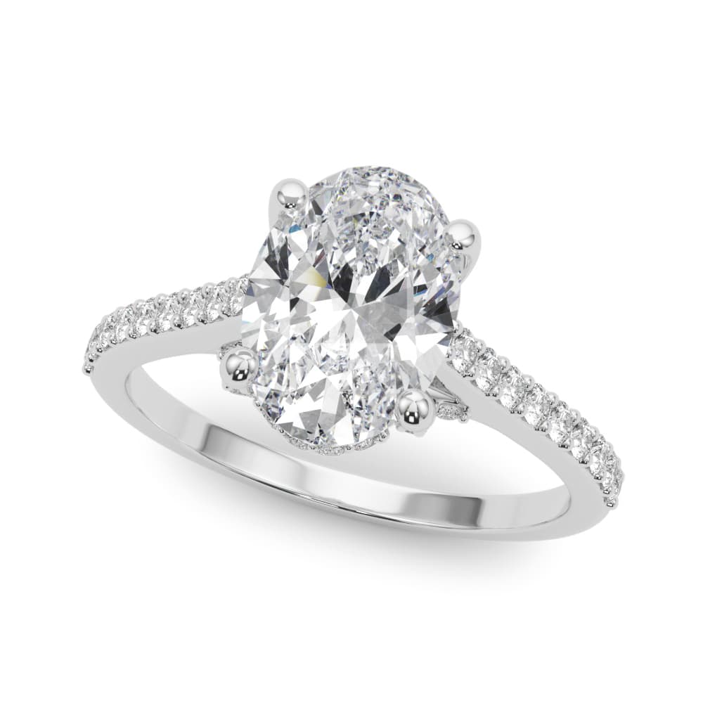 Accented Trellis Oval Engagement Ring — style 85482 in 10k White Gold