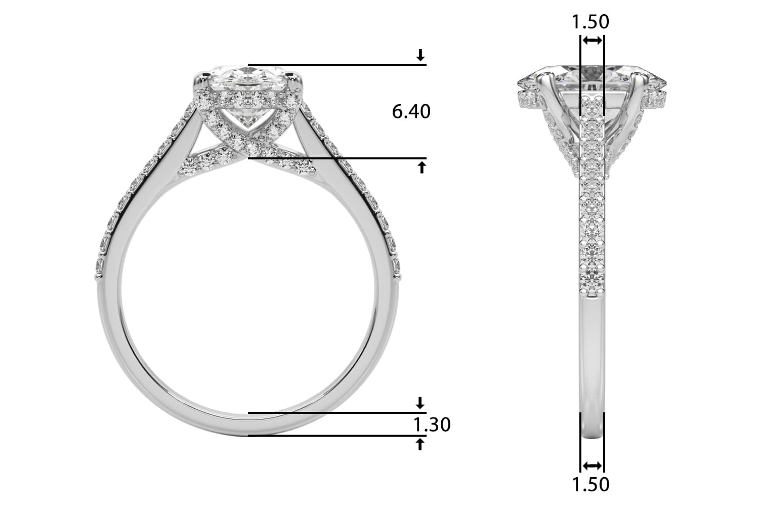 Accented Trellis Oval Engagement Ring, style 85482, Top view in white gold or platinum