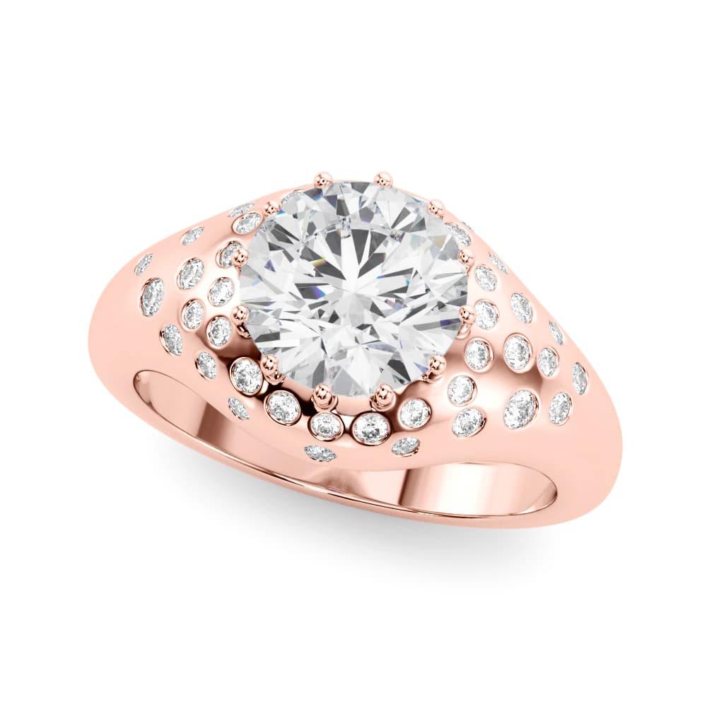 Accented Scattered Round Engagement Ring, style 85484, Front view in rose gold