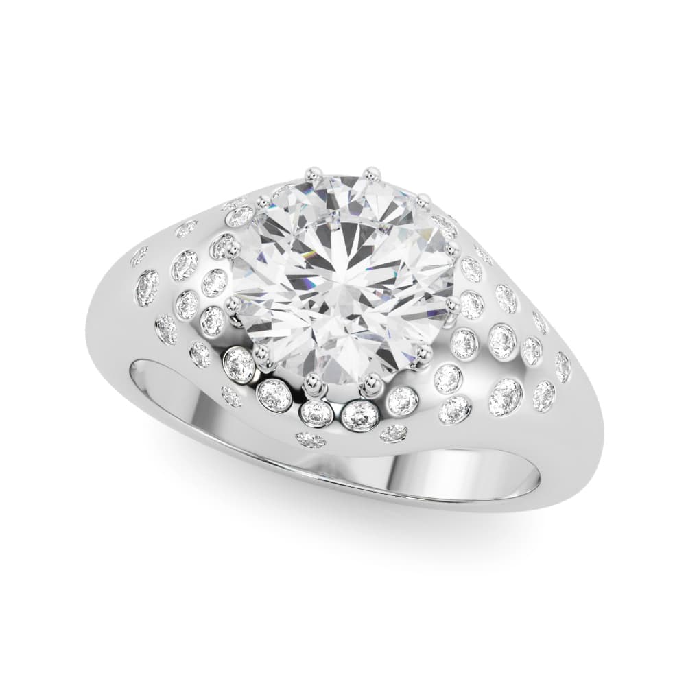 Accented Scattered Round Engagement Ring — style 85484 in 10k White Gold