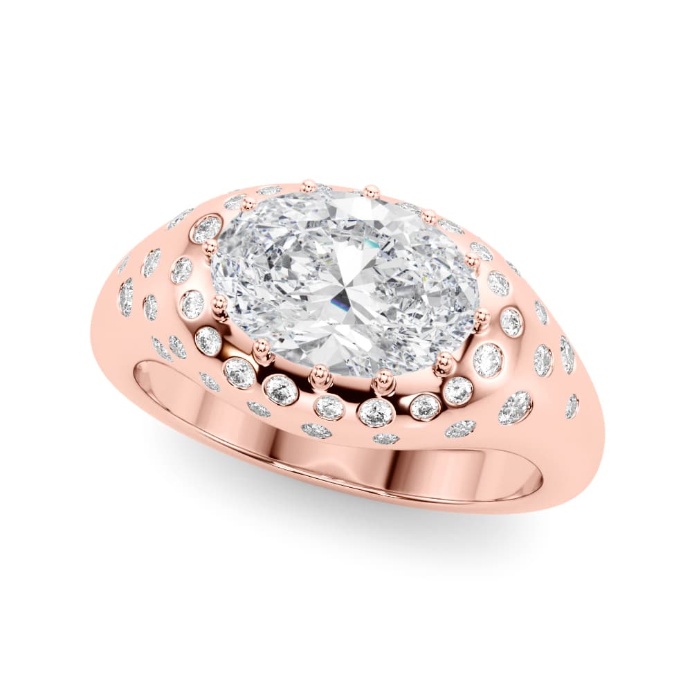 Accented Scattered Oval Engagement Ring, style 85485, Front view in rose gold