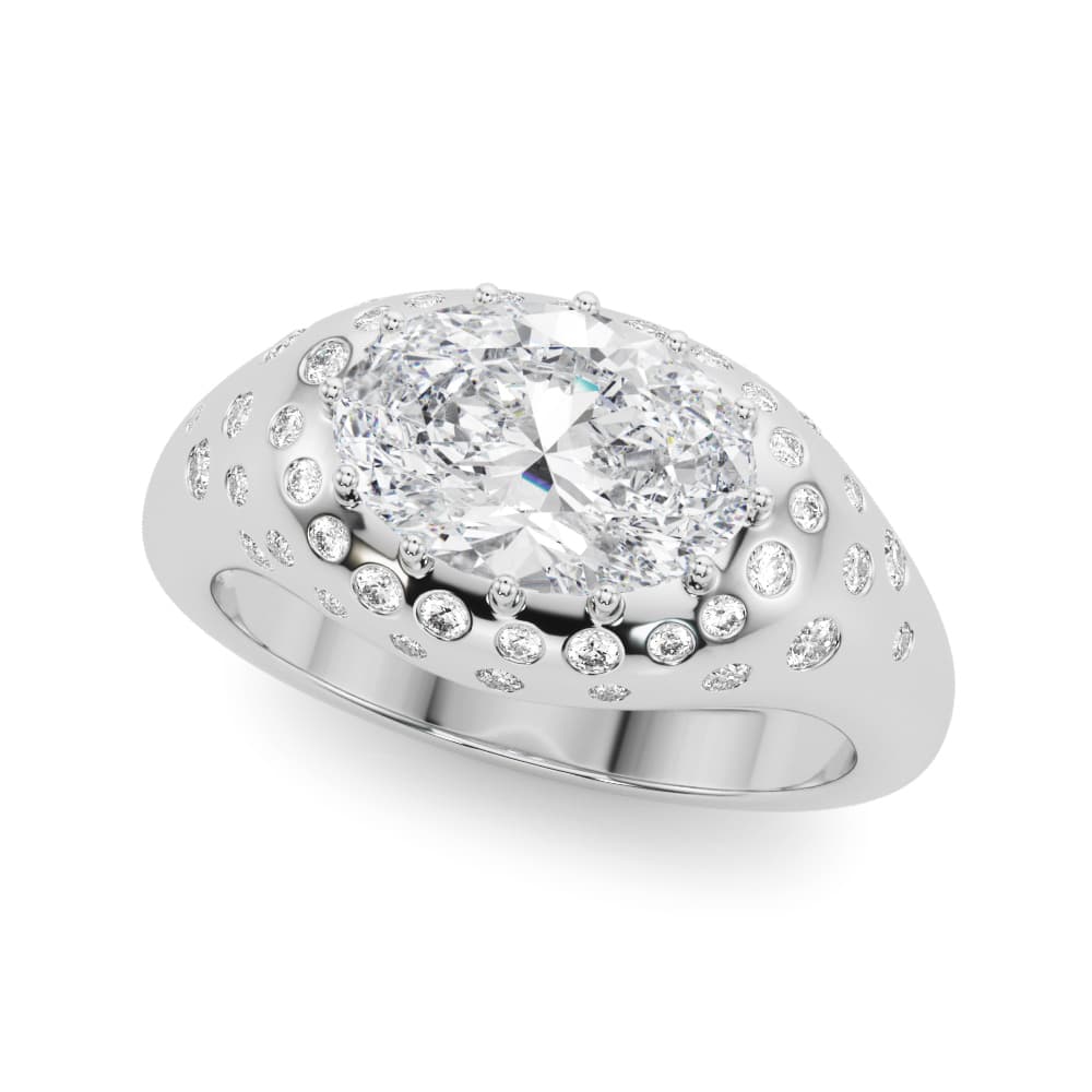 Accented Scattered Oval Engagement Ring — style 85485 in 10k White Gold