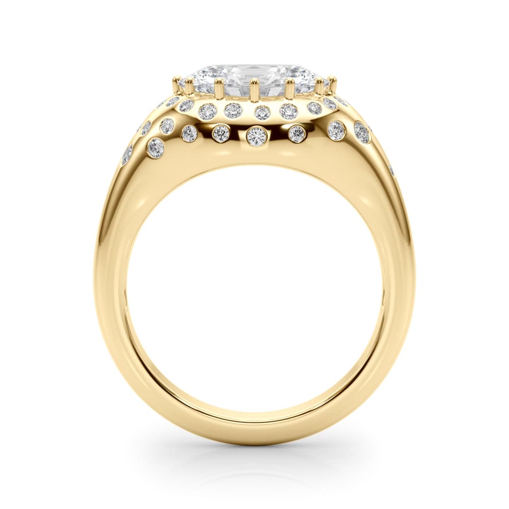 Accented Scattered Oval Engagement Ring, style 85485, Side view in yellow gold