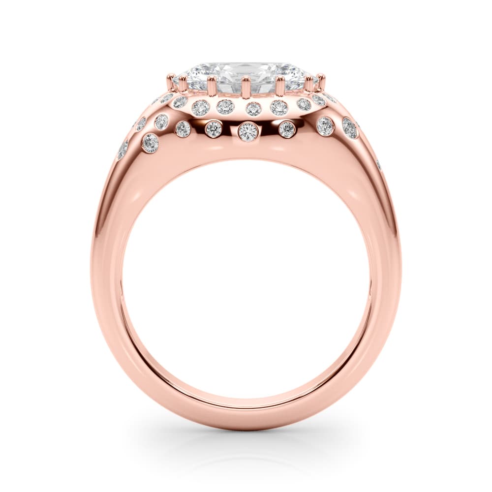 Accented Scattered Oval Engagement Ring, style 85485, Side view in rose gold