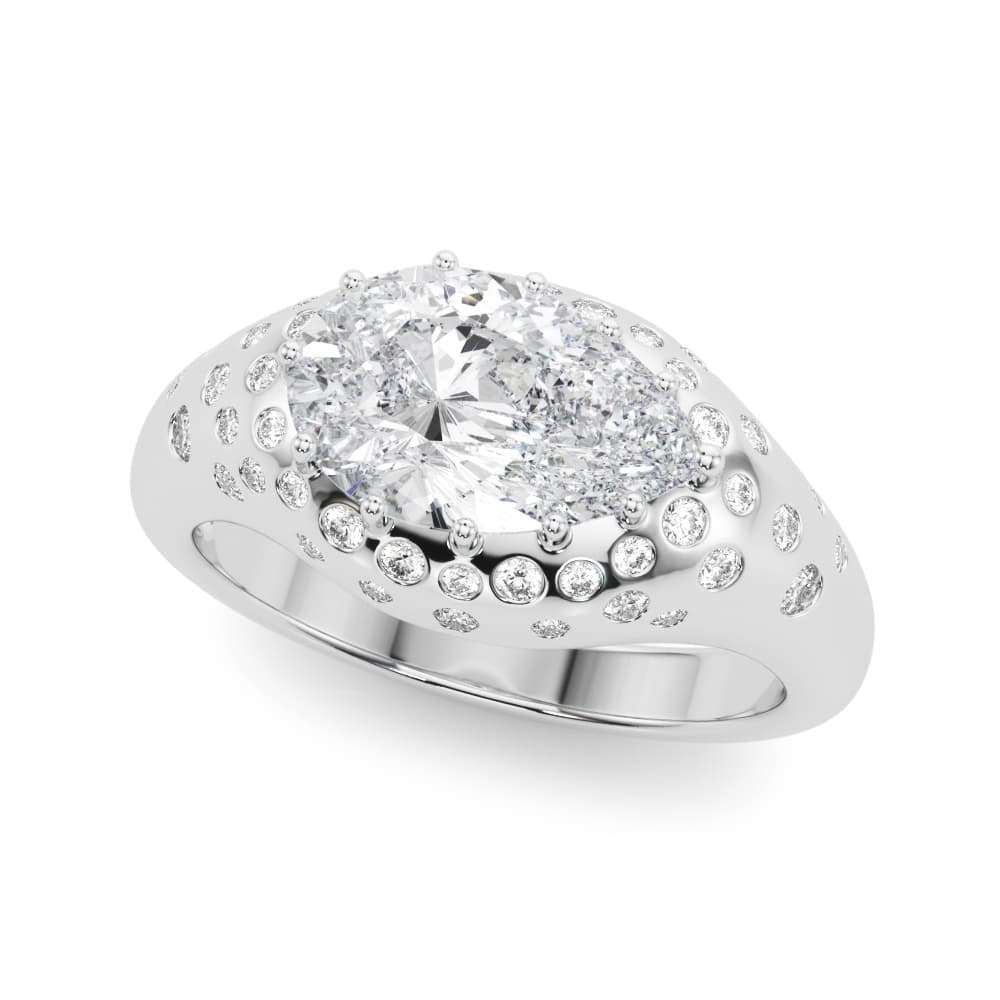 Accented Scattered Pear Engagement Ring — style 85487 in 10k White Gold