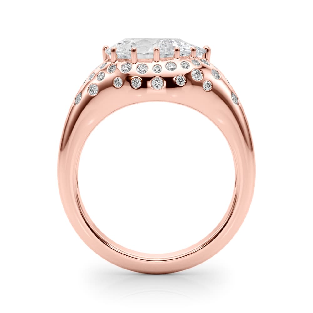 Accented Scattered Pear Engagement Ring, style 85487, Side view in rose gold