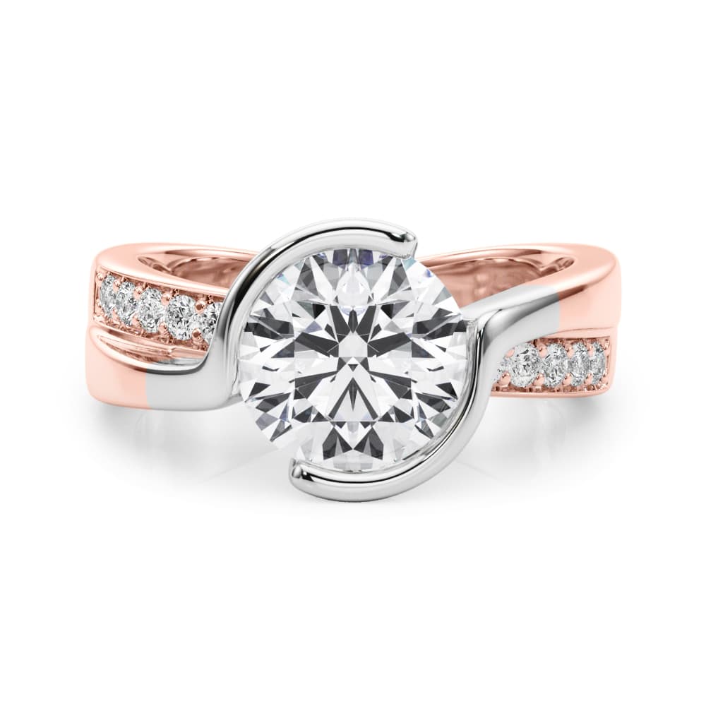 Accented Round Bypass Engagement Ring, style 85488, On hand view in rose gold