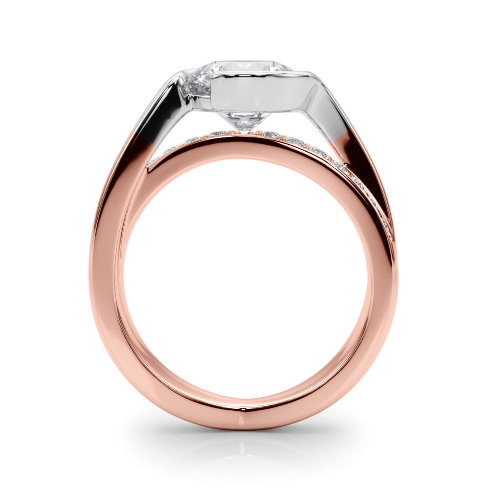 Accented Round Bypass Engagement Ring, style 85488, Side view in rose gold