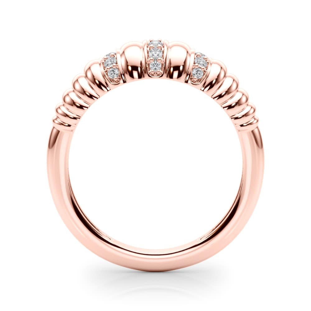 Accented Grooved Dome Fashion Ring (1/8 ct. tw.), Side view in rose gold