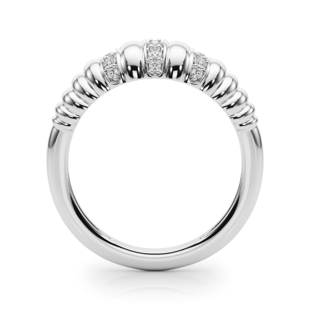 Accented Grooved Dome Fashion Ring (1/8 ct. tw.), Side view in white gold or platinum