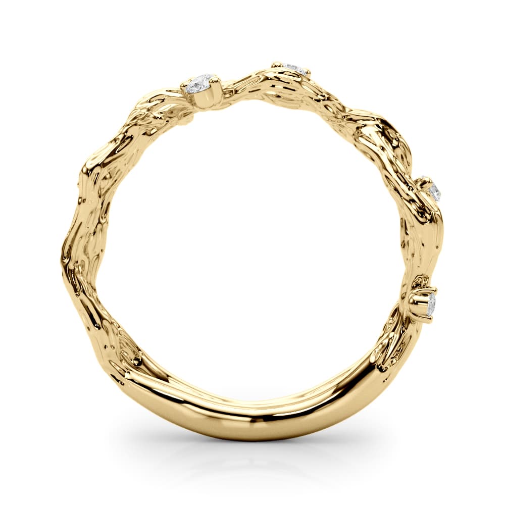 Accented Textured Vine Ring (1/8 ct. tw.), Side view in yellow gold