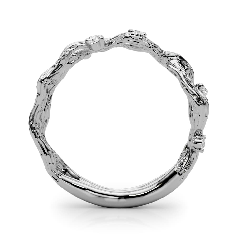 Accented Textured Vine Ring (1/8 ct. tw.), Side view in white gold or platinum