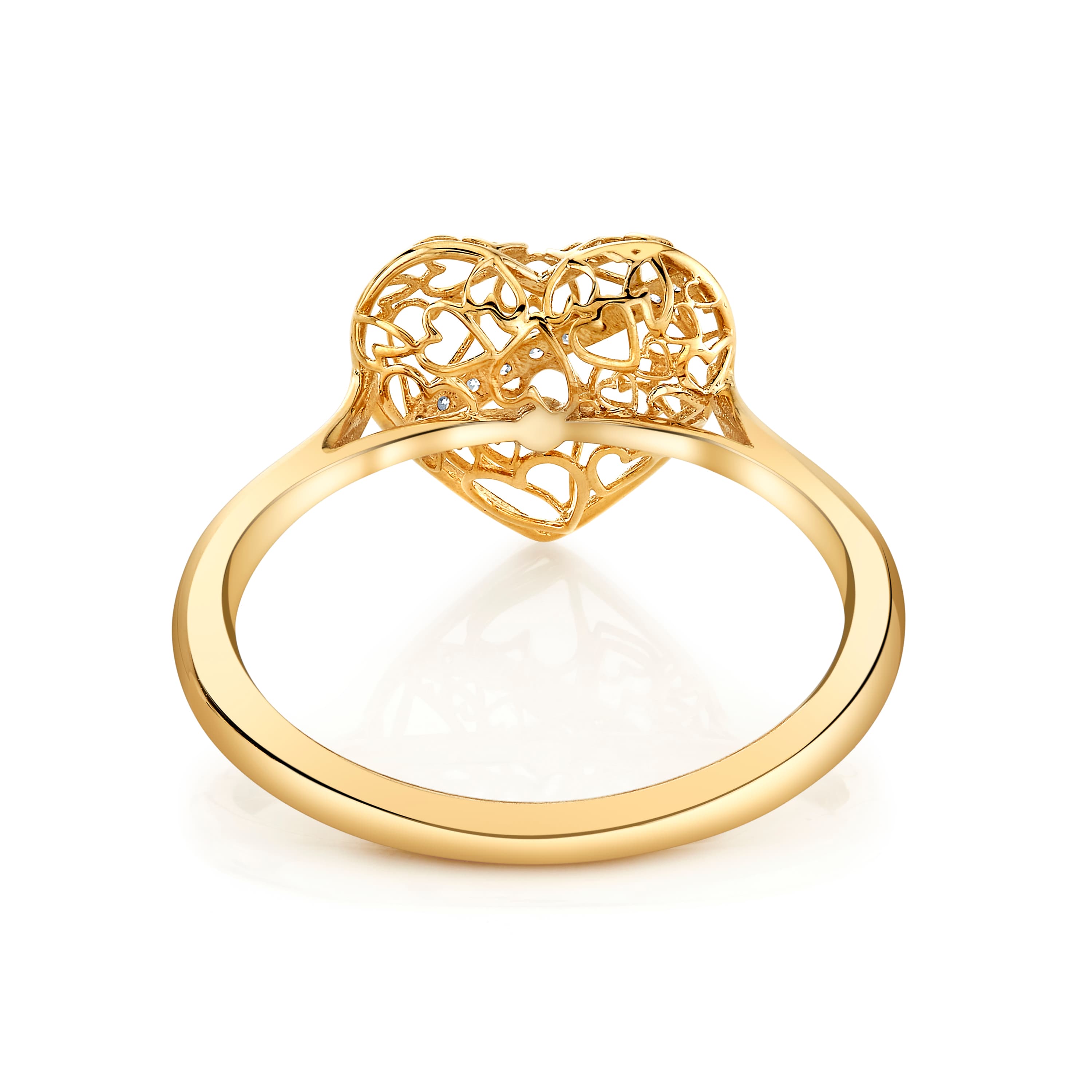 Light Weight Heart Ring (0.04 ct. tw.), On hand view in yellow gold