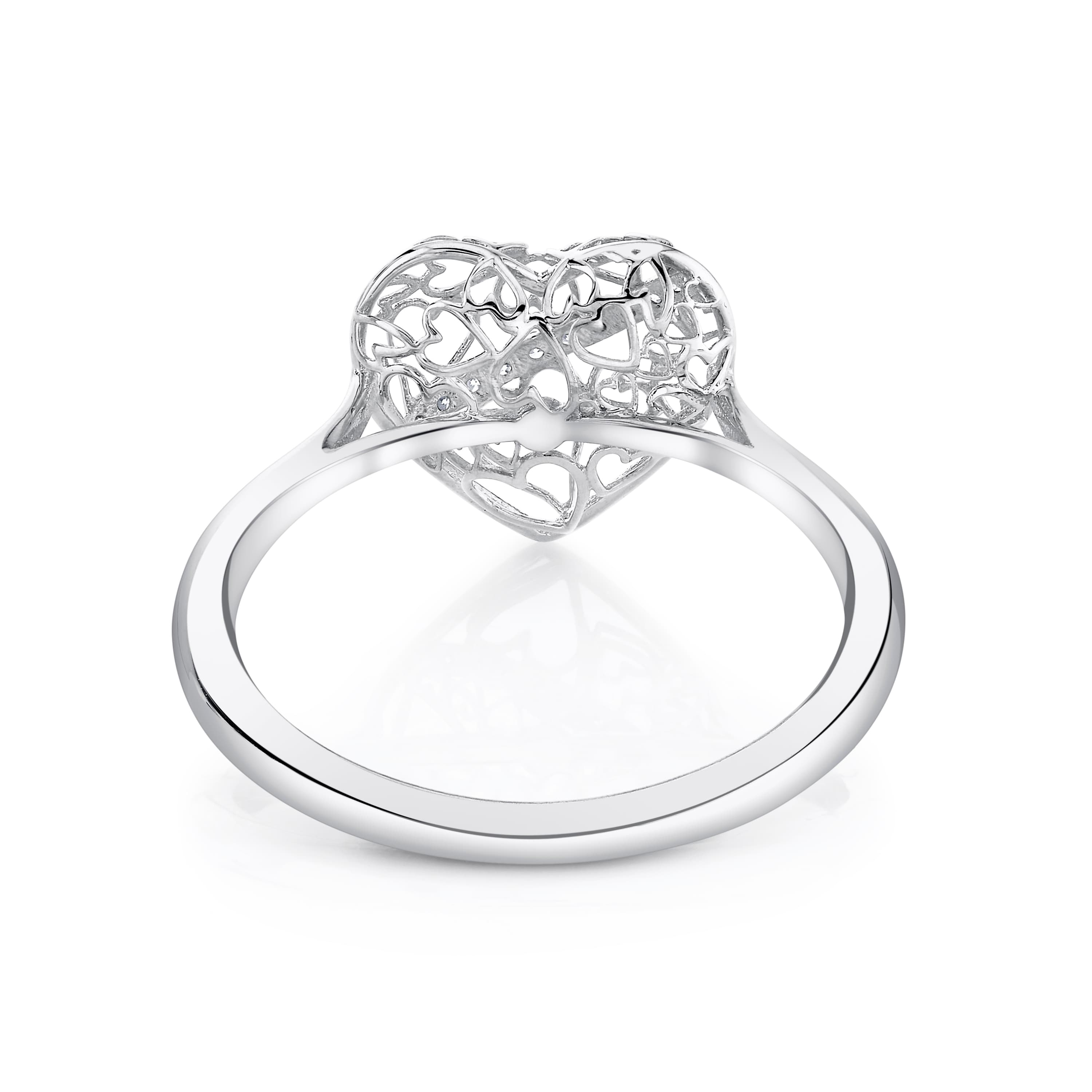 Light Weight Heart Ring (0.04 ct. tw.), On hand view in white gold or platinum