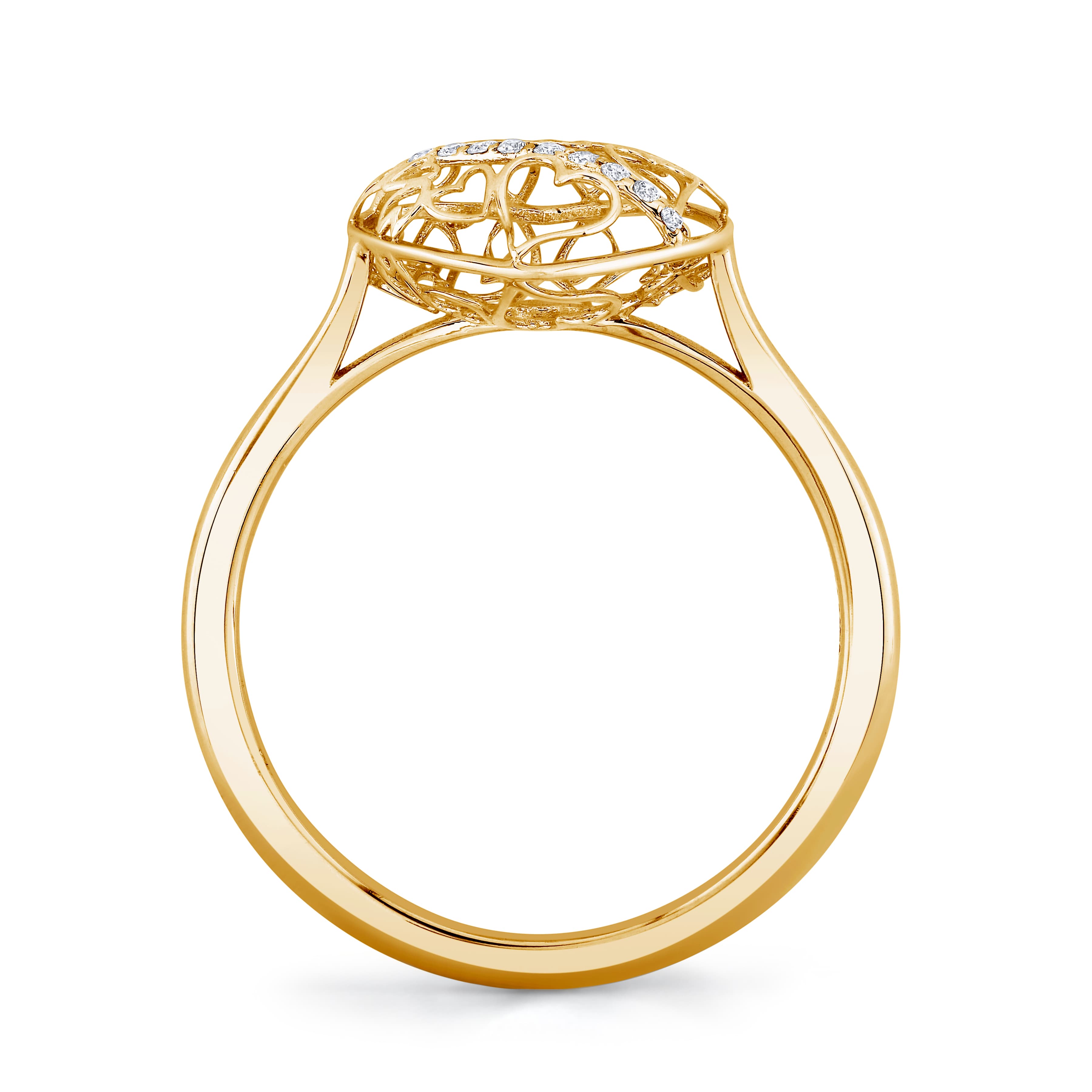 Light Weight Heart Ring (0.04 ct. tw.), Side view in yellow gold