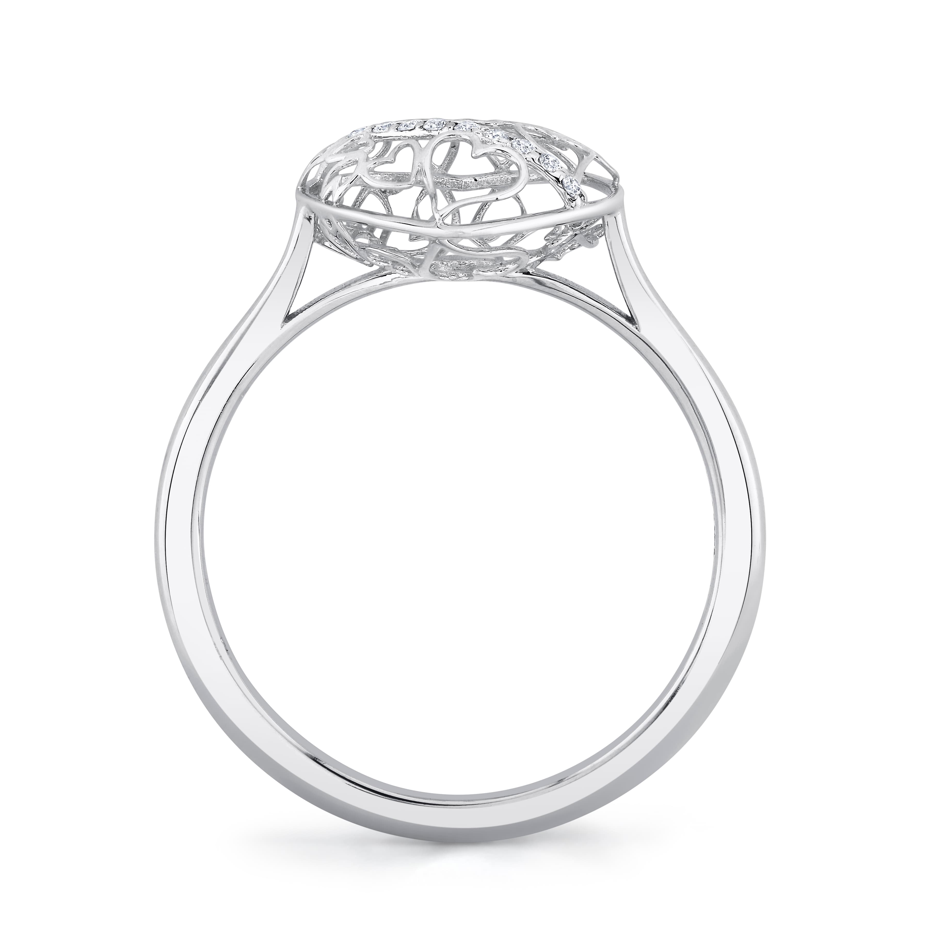 Light Weight Heart Ring (0.04 ct. tw.), Side view in white gold or platinum