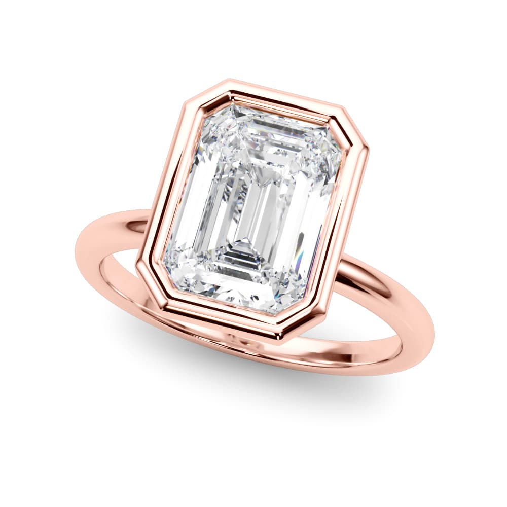 Solitaire Bezel Set Engagement Ring, style 85511, Front view in rose gold