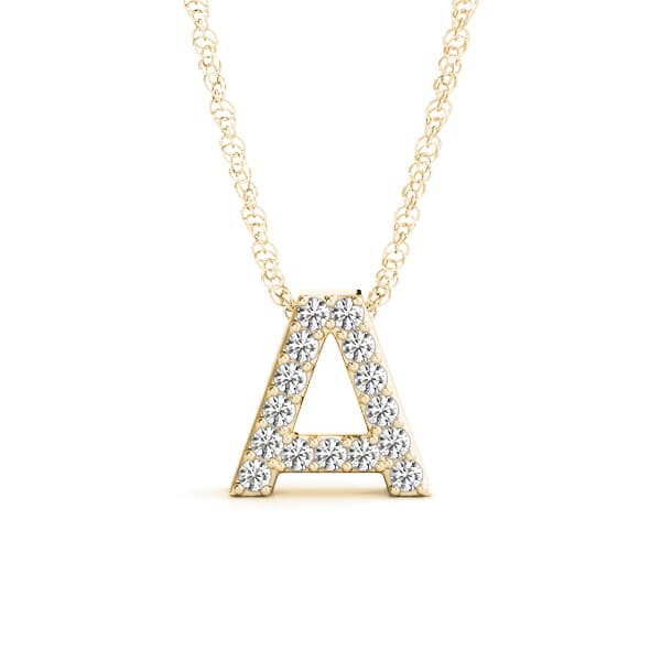 Initial A Pendant, Front view in yellow gold
