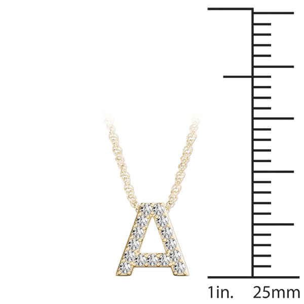 Initial A Pendant, On hand view in yellow gold
