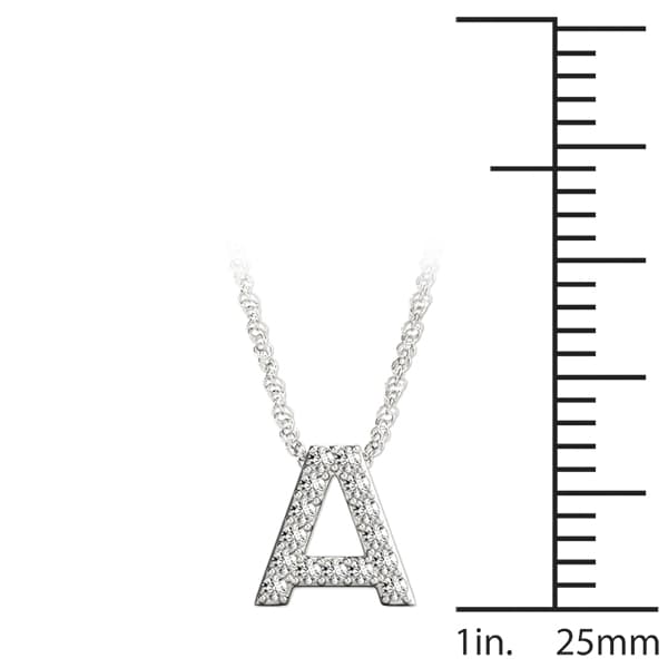Initial A Pendant, On hand view in white gold or platinum
