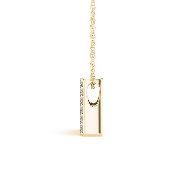 Initial A Pendant, Side view in yellow gold