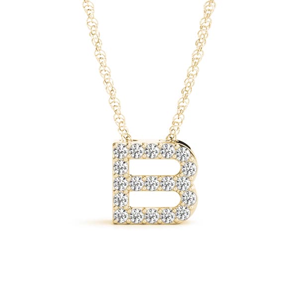 Initial B Pendant, Front view in yellow gold