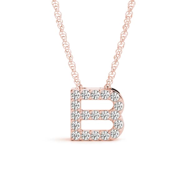Initial B Pendant, Front view in rose gold