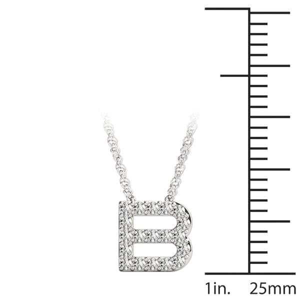 Initial B Pendant, On hand view in white gold or platinum