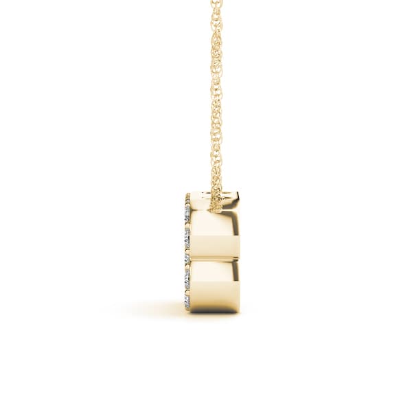 Initial B Pendant, Side view in yellow gold