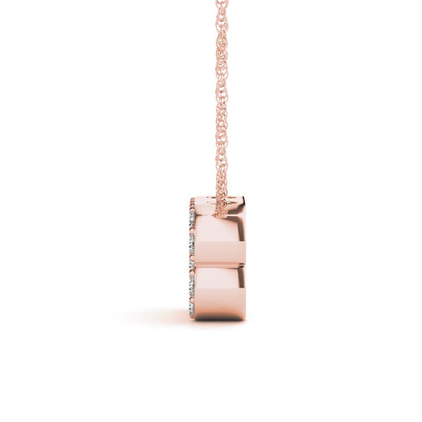 Initial B Pendant, Side view in rose gold