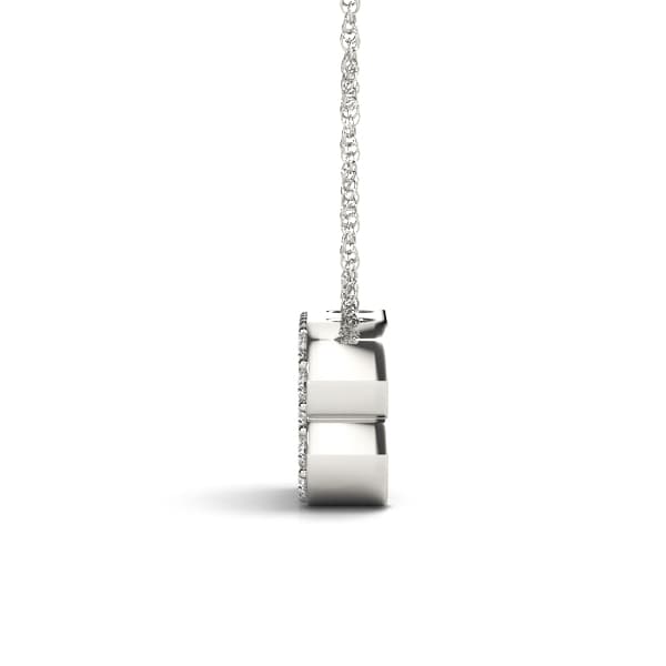 Initial B Pendant, Side view in white gold or platinum