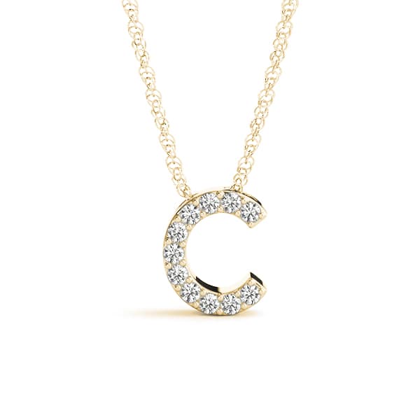 Initial C Pendant, Front view in yellow gold