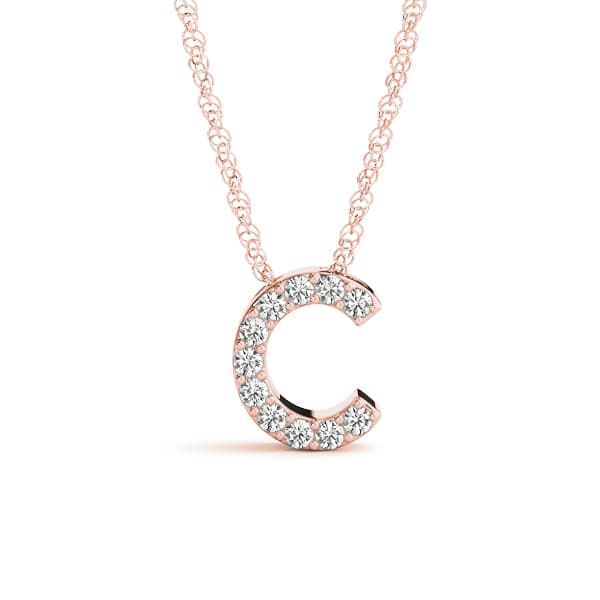 Initial C Pendant, Front view in rose gold