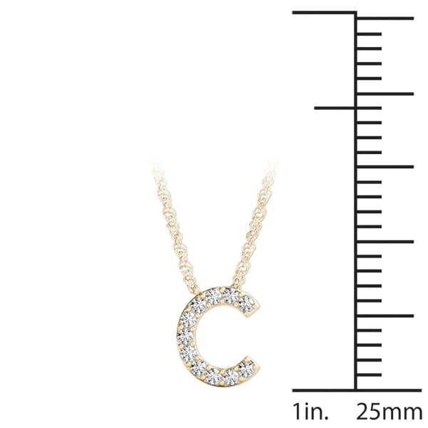 Initial C Pendant, On hand view in yellow gold