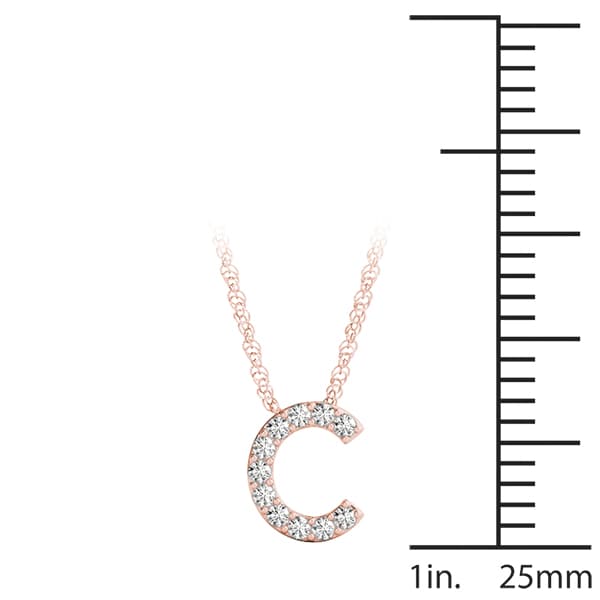 Initial C Pendant, On hand view in rose gold
