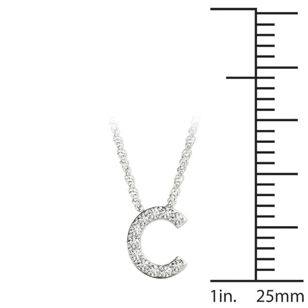 Initial C Pendant, On hand view in white gold or platinum