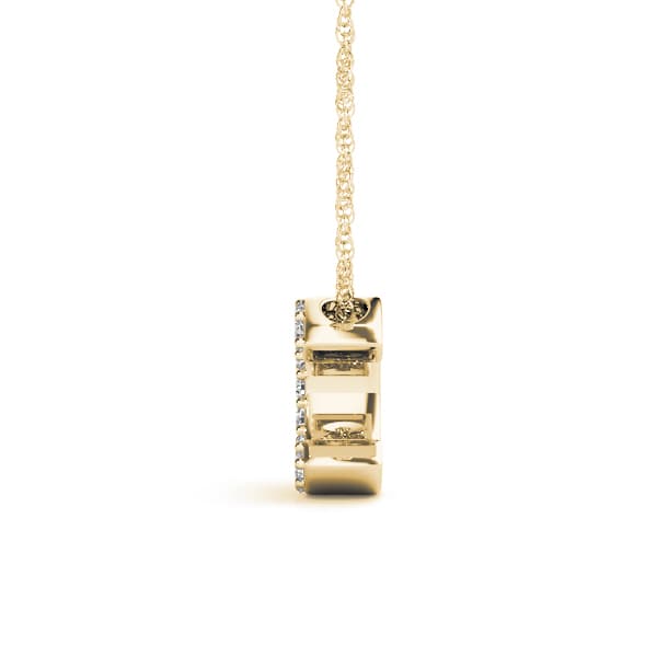 Initial C Pendant, Side view in yellow gold