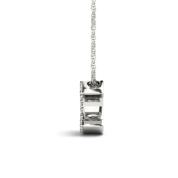 Initial C Pendant, Side view in white gold or platinum