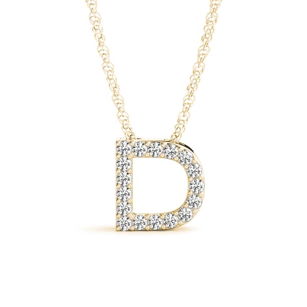 Initial D Pendant, Front view in yellow gold