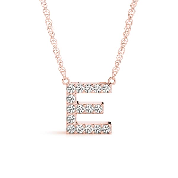 Initial E Pendant, Front view in rose gold