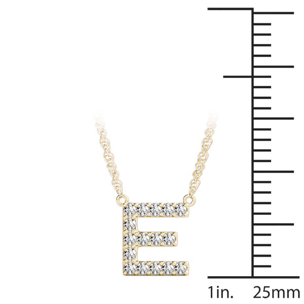 Initial E Pendant, On hand view in yellow gold